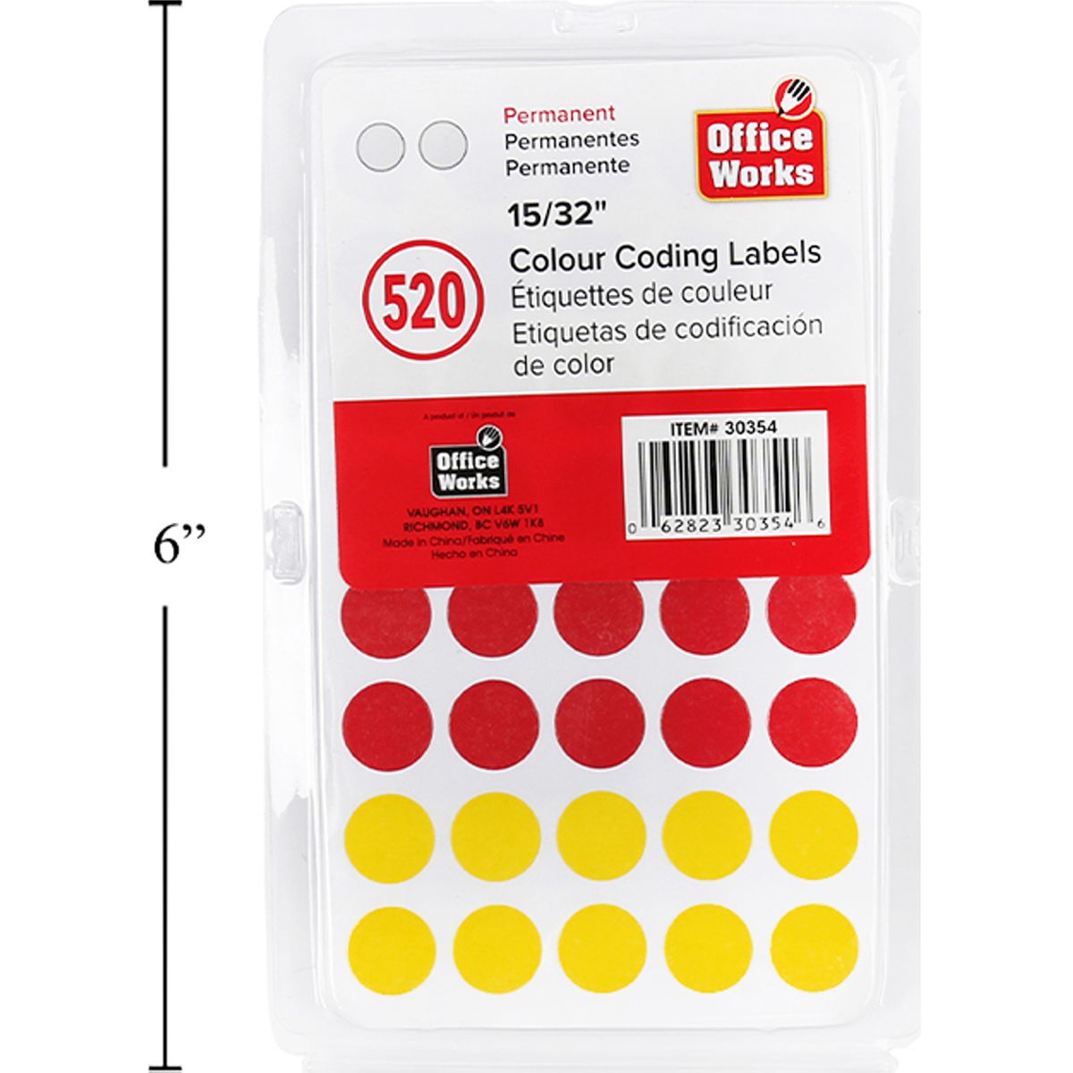 Etiqueta de codificación de colores, 520 piezas, 15/32 "
