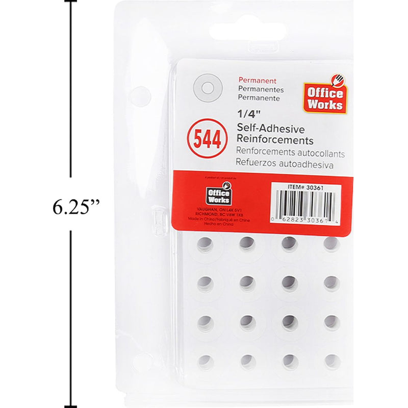 Etiquetas de refuerzo de 1/4 ", 544 pzs., Blancas