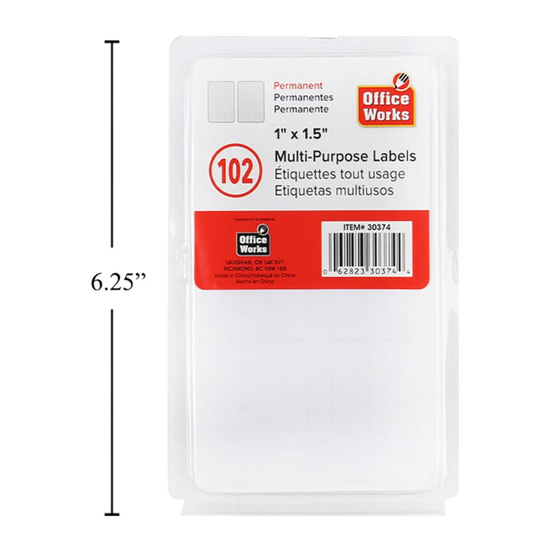 Etiquetas de 102 pzs, 1x1.5 "