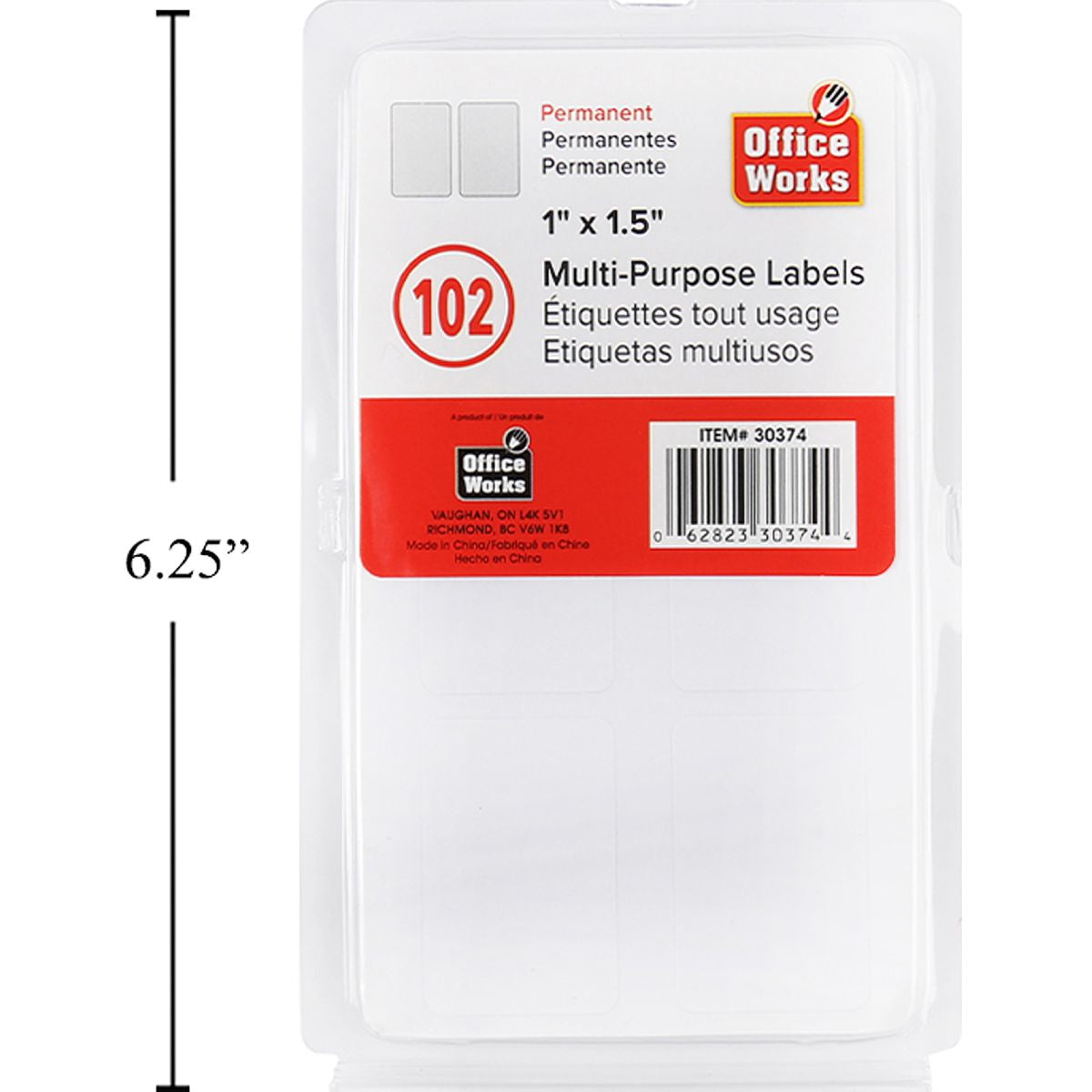 Etiquetas de 102 pzs, 1x1.5 "