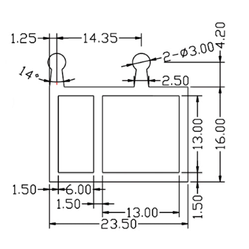 Perfil guia inferior para puertas corredizas. Anodizado. 3 mts.