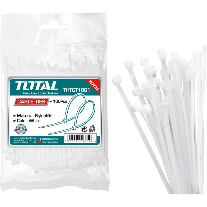 Zunchos TOTAL TOOLS (100 Piezas) Color Blanco