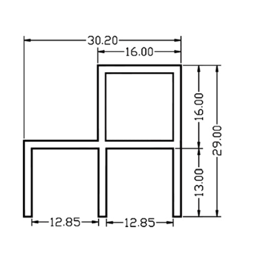 Perfil guia superior para puertas corredizas. Anodizado. 3 mts.