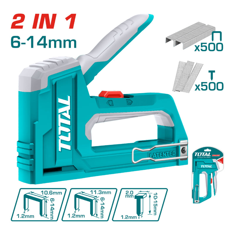 Grapadora 2 en 1 de Fuerza ajustable. Longitud: 6-14mm Con 500 grapas. Compatible con: THT39105