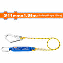 Línea de vida para arnés anticaídas absorbedor impacto con 2 ganchos mosquetones 11mmx1.95mm