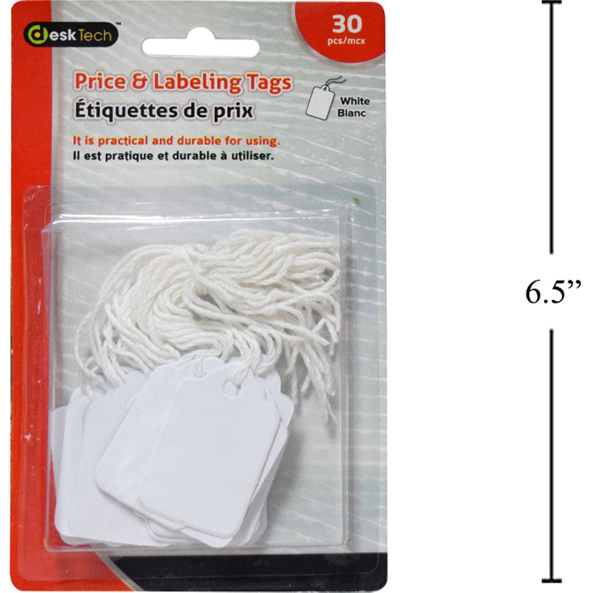 Desk Tech 30 ps etiquetas colgantes blancas blíster