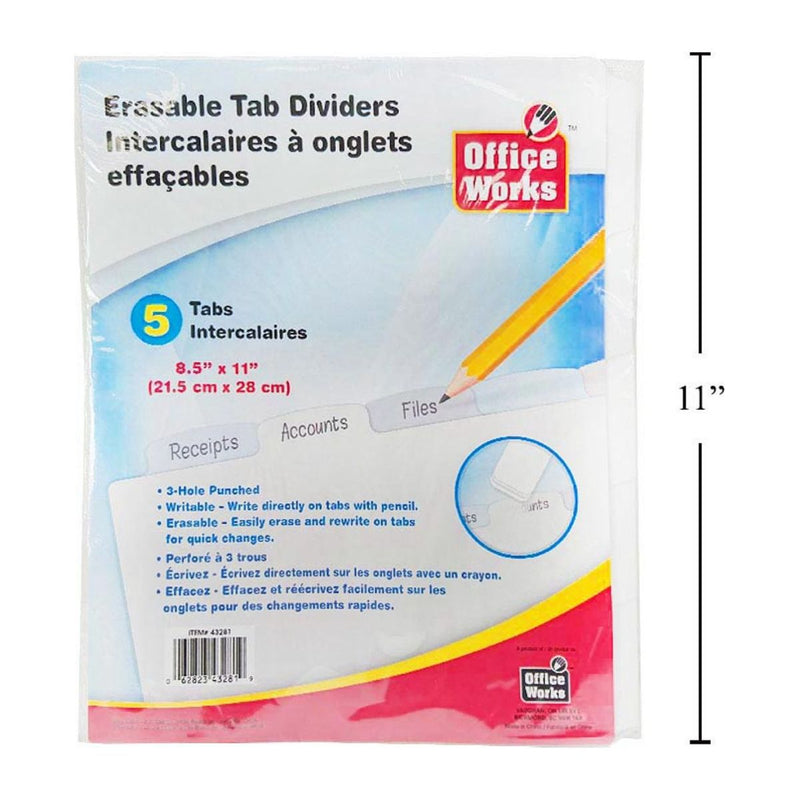 Separadores de lengüetas borrables, inserto de bolsa de polietileno