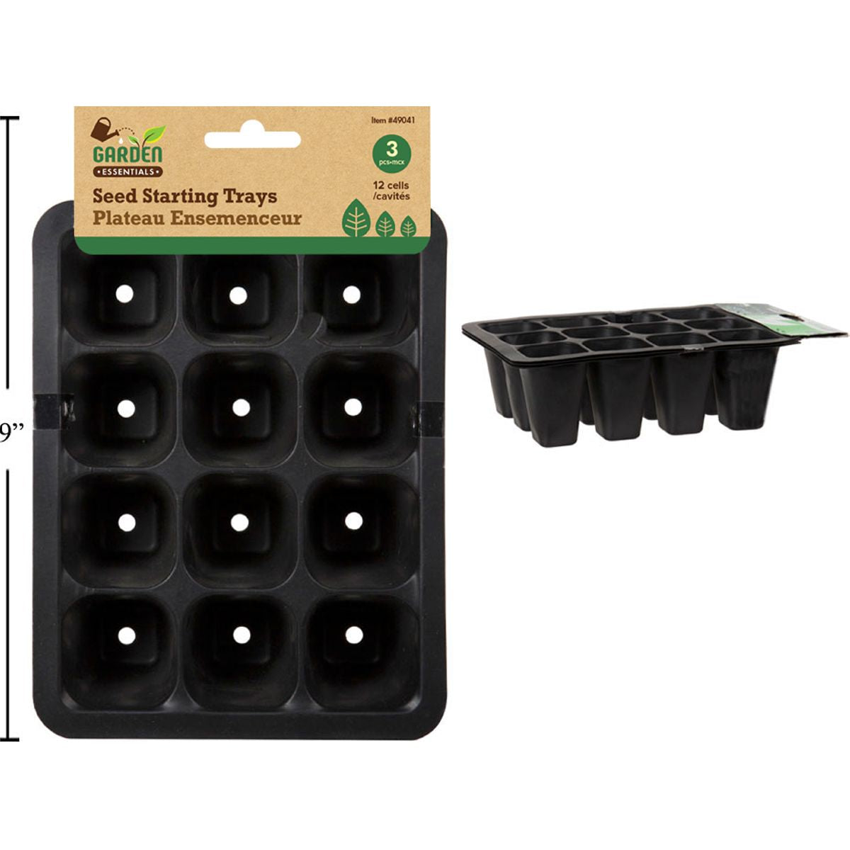 Bandeja de germinacion de semillas Garden E., paquete de 3, 12 celdas, 7 "x5.5" x2 "