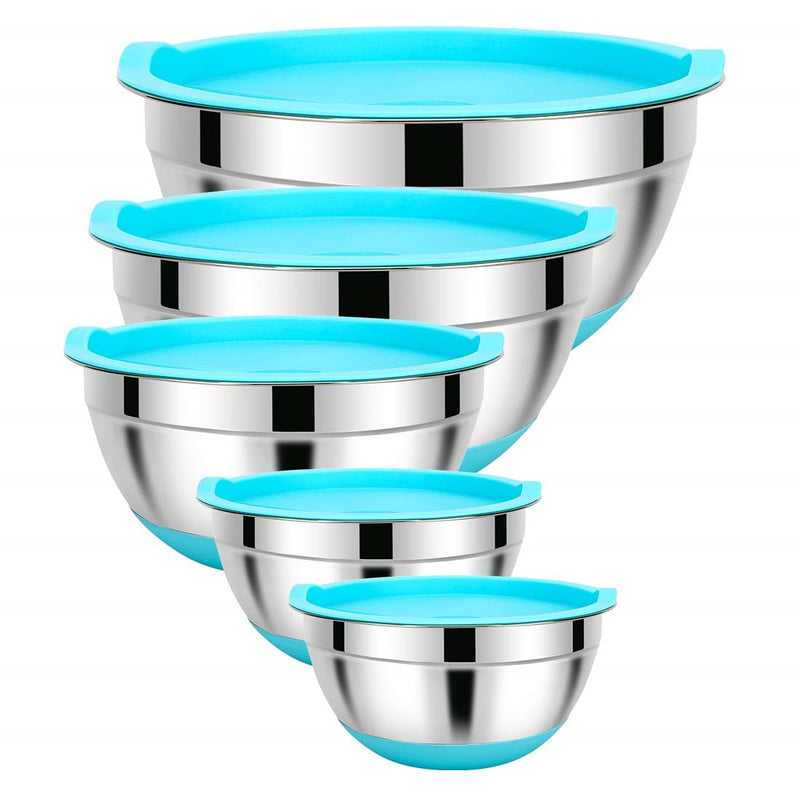 Juego de 5 tazones multifuncionales de acero inoxidable con tapa
