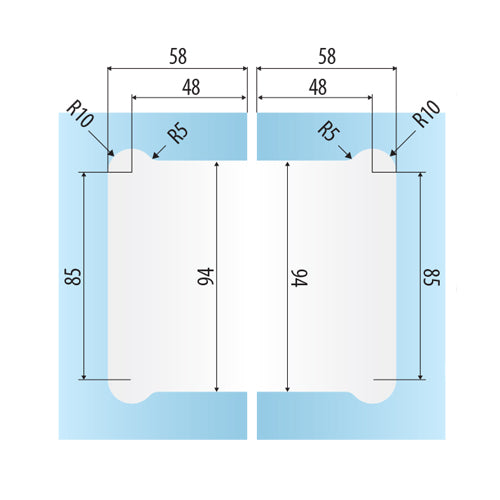 TITUS 2.0 PAR DE BISAGRAS HIDRÁULICAS DE VIDRIO VIDRIO 180º Fuerza de cierre EN3
