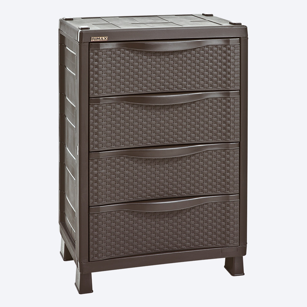 Armario plástico cajonero Rattan, color wengué