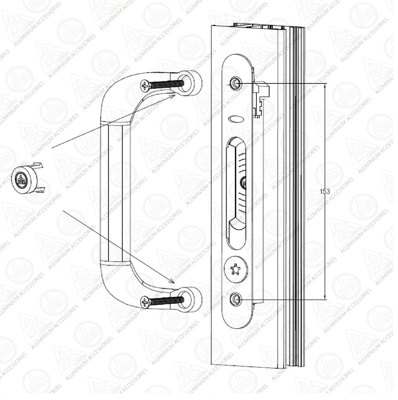 Tirador en forma de C con Tornillo Oculto para Aluminio. Color Negro