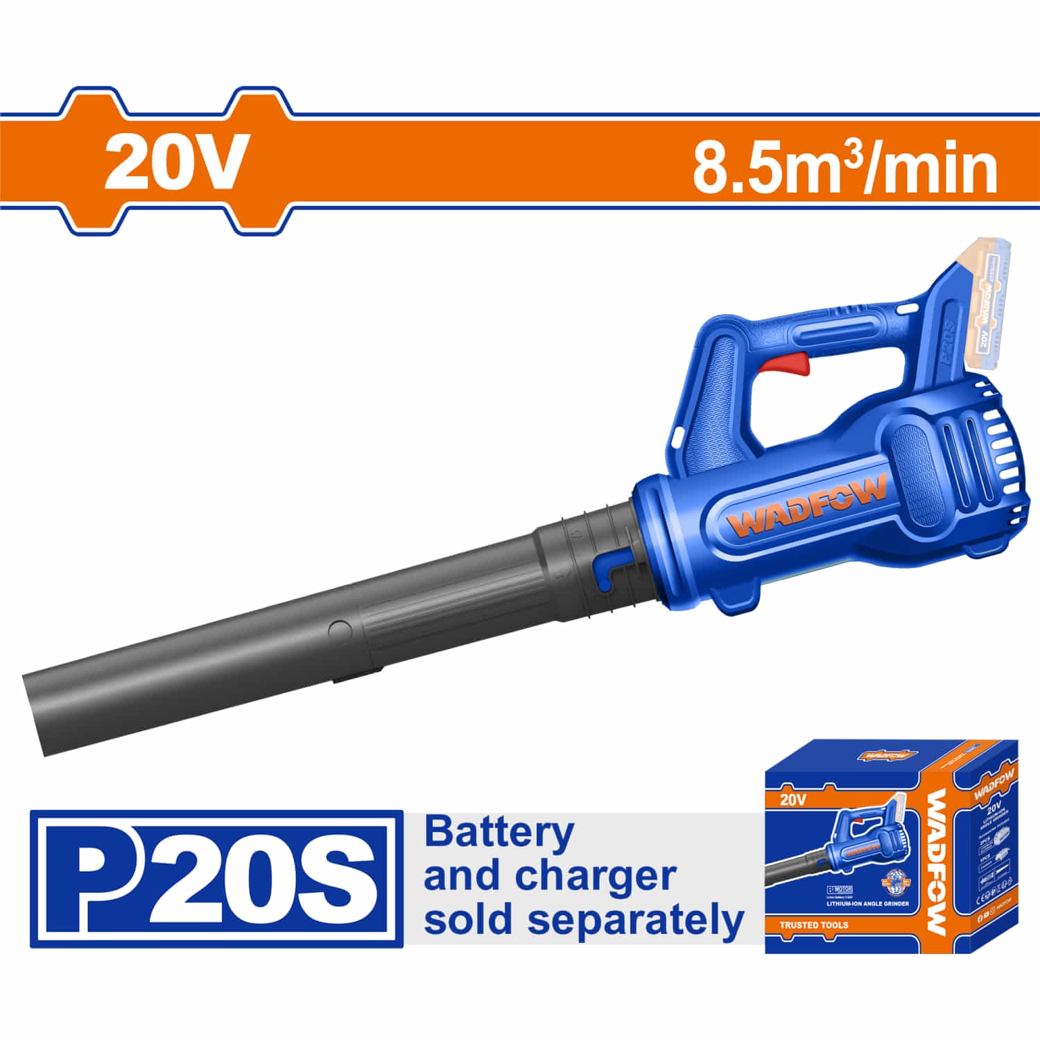 Soplador 20V Inalámbrico. 15000rpm. No incluye batería ni cargador. Blower soplador de hojas