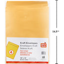 Sobres kraft manila de 4 piezas, 10 x 13 "Pelar y sellar