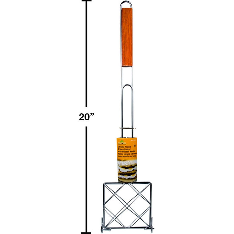 Canasta de asado Camping 20 " Mango de madera, cromado S'more Basket