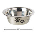 Tazón para mascotas de acero inoxidable de 4.5" Exterior mate e impreso
