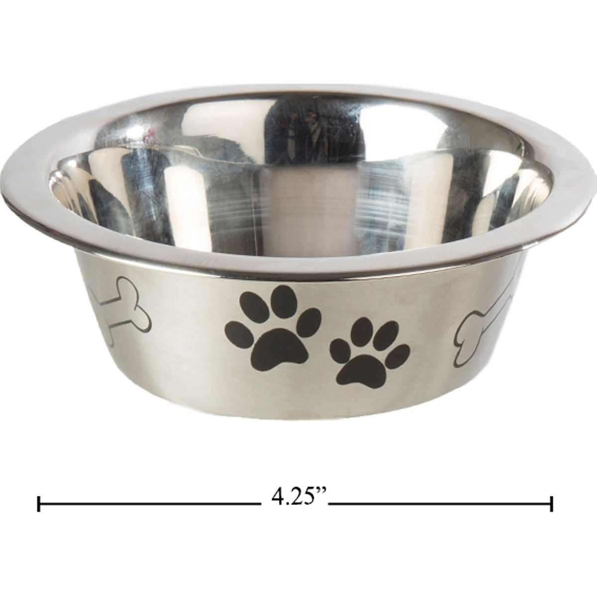 Tazón para mascotas de acero inoxidable de 4.5" Exterior mate e impreso