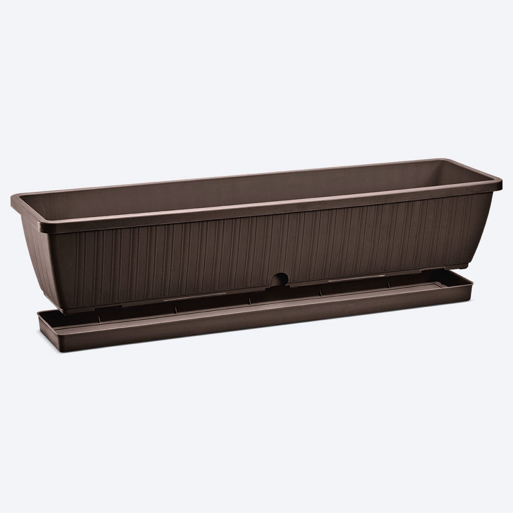 Macetera rectangular de 80 cm, color wengué