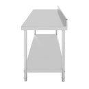 Mesas de trabajo inoxidable con backsplash.