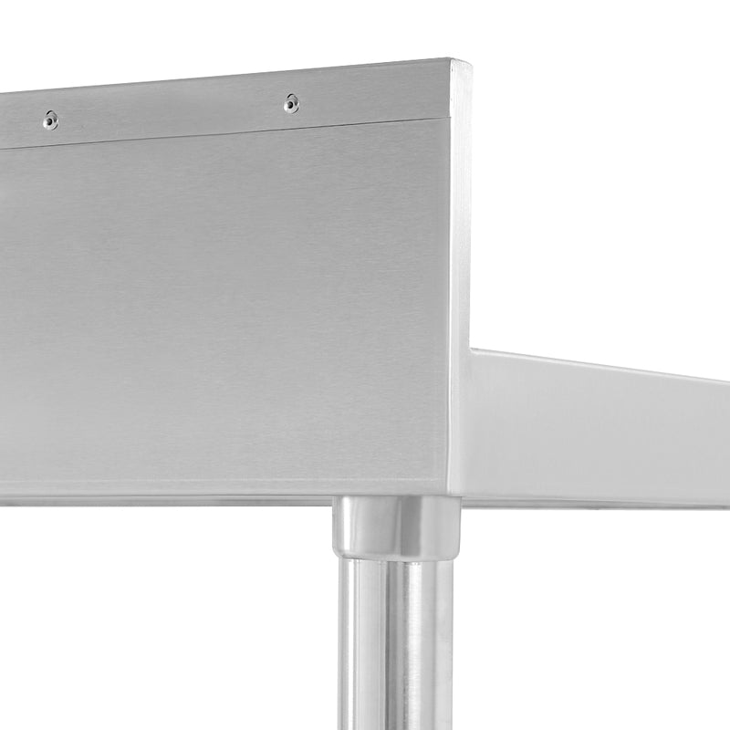 Mesas de trabajo inoxidable con backsplash.