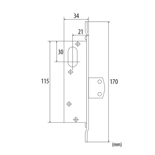 Cerradura de paleta para perfil angosto, con placa aluminio, doble cilindro ovalado con 3 llaves . C