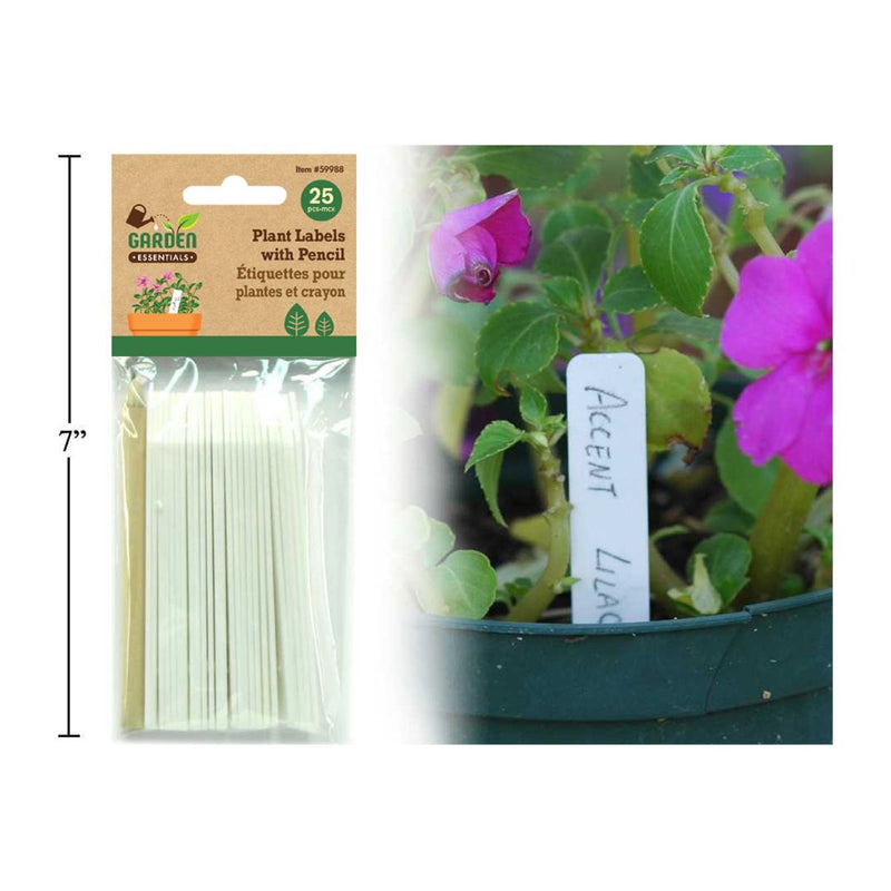 Garden E. Etiquetas para plantas de 25 piezas con lápiz, blanco, pbh