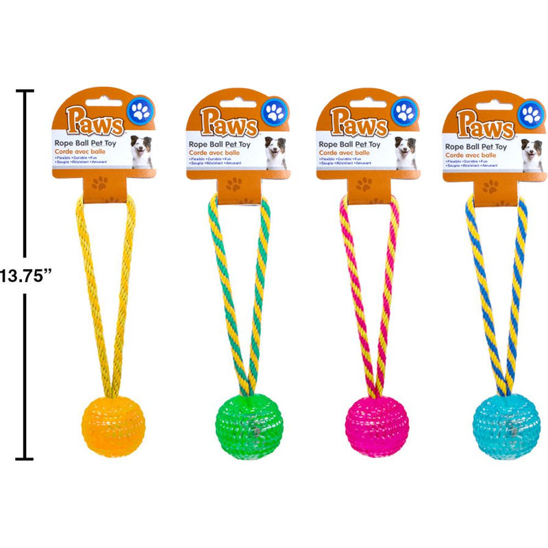 Juguete para mascotas con bola de cuerda de 9.5 " (1pza) (Viene en colores variados al azar)