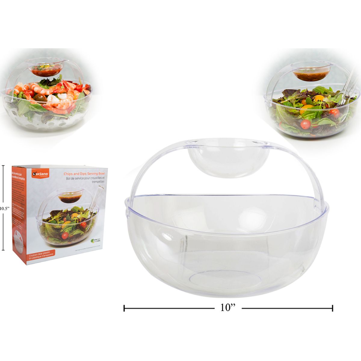 Tazón para servir chips y pasapalos con y salsas de dip Luciano