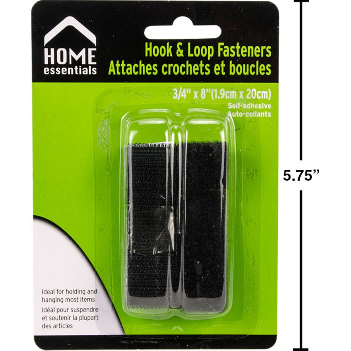 Sujetadores de cierre magico velcro, 3/4 "x 8", Negro