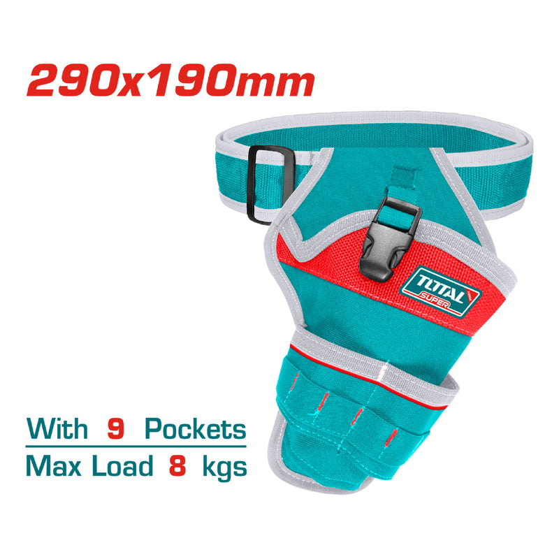 Funda para taladro de cinturón 290x190mm Carga máxima: 8kg Incluye 9 bolsillos. Cintura