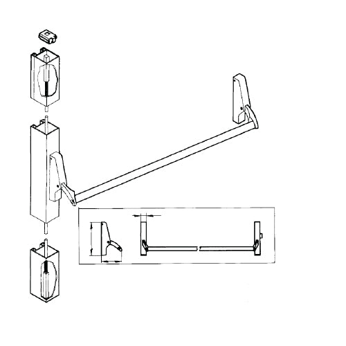 Barra antipanico puertas dobles tipo europeo de palanca de ( 1066 mm) 42" de largo recortable. Certi