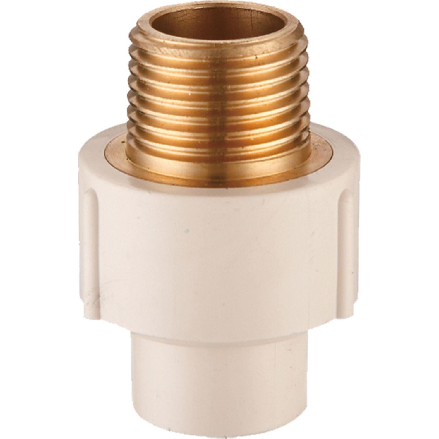 Adaptadores machos CPVC con inserto metálico bronce roscado.