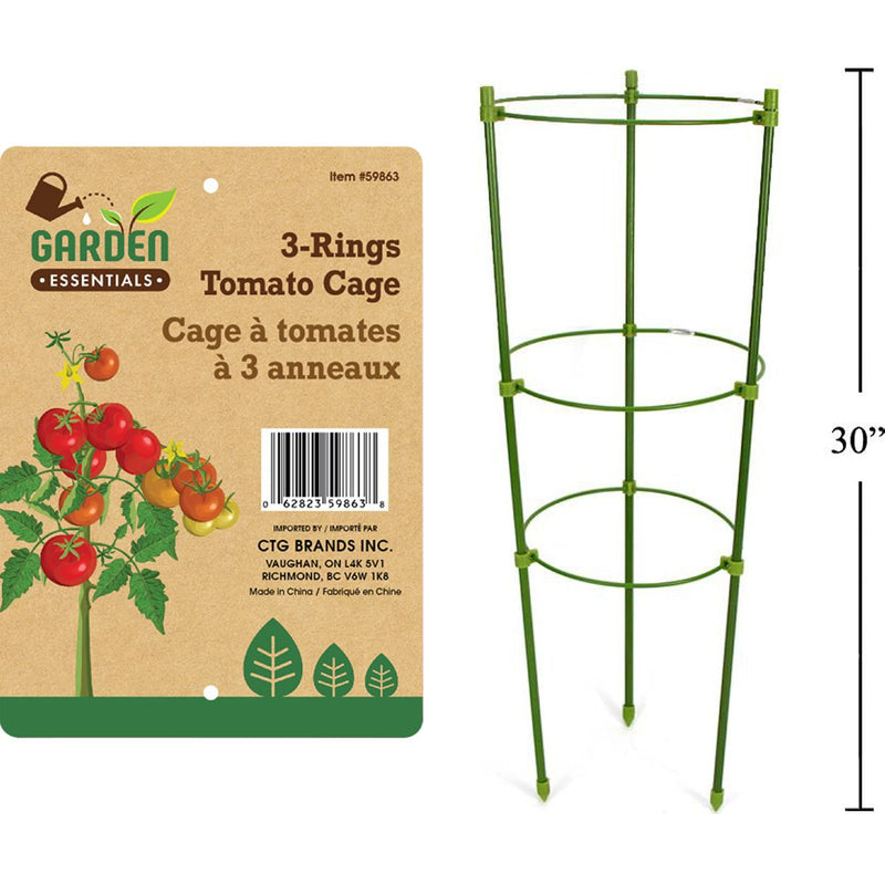 Garden E. Jaula de tomate con 3 anillos de 30 ", etiqueta colgante