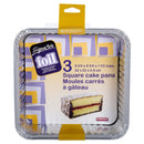 Moldes para pasteles cuadrados de papel de aluminio, 3 piezas, 9 ", 8-3 / 4x8-3 / 4x1-1 / 2"