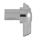 Esquinero de vitrina a 90° Para sistema de perfiles . Cromado.