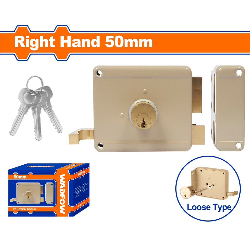 Cerradura de sobreponer para puertas metalicas. Cilindro Suelto Lado Derecho de 50mm. Incluye 3 llaves.