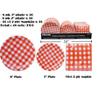 Juego Vajilla platos desechables BBQ con cuadros rojo vichy