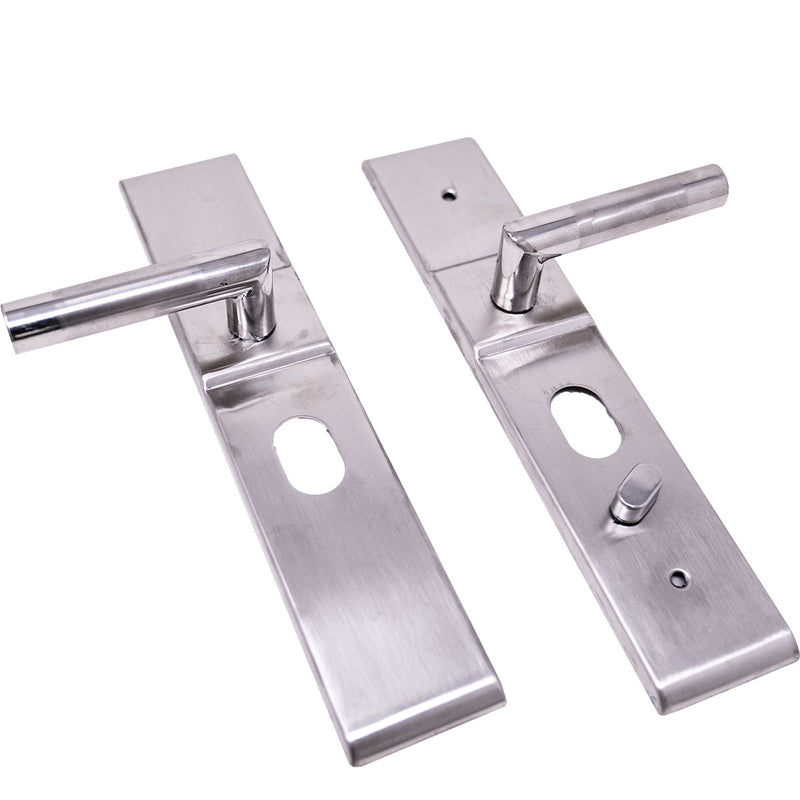 Juego de Maniguetas para puerta de Seguridad Universal Izquierda. Acero Cromado. Modelo 0603-1