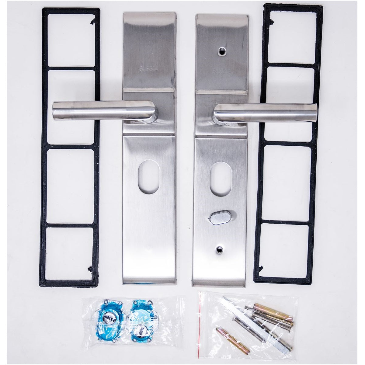 Juego de Maniguetas para puerta de Seguridad Universal Izquierda. Acero Cromado. Modelo 0603-1