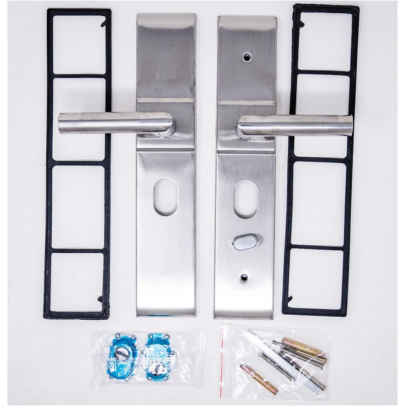 Juego de Maniguetas para puerta de Seguridad Universal Izquierda. Acero Cromado. Modelo 0603-1