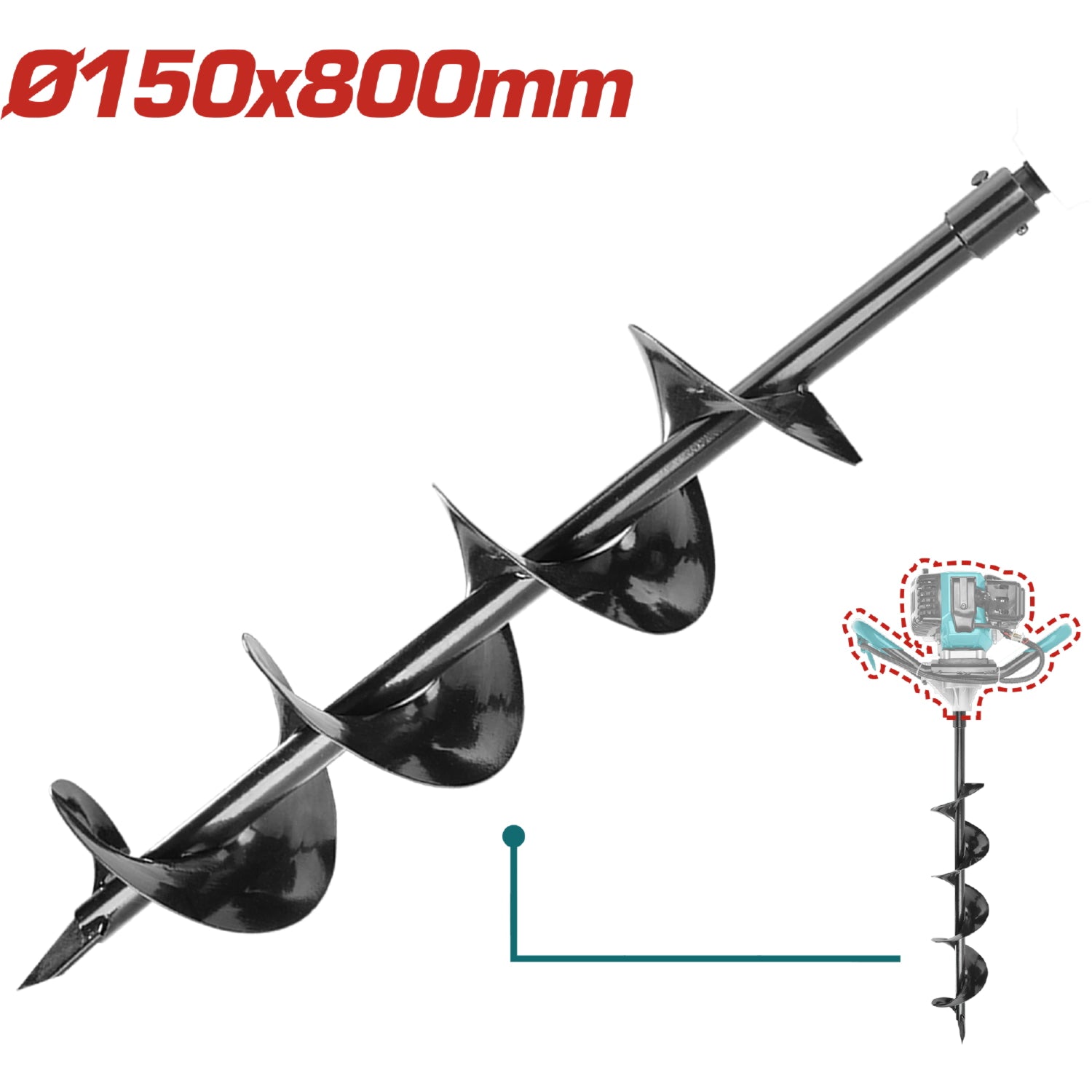 Broca en espiral para Ahoyadora Pilotera Φ150mm x 80cm TEA55221