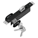 Cerradura de paleta para perfil angosto, con placa aluminio, doble cilindro ovalado con 3 llaves . C