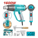 Pistola de Calor 1600W 50-600°C Pantalla LCD Incluye accesorios. Blower aire caliente. Super total