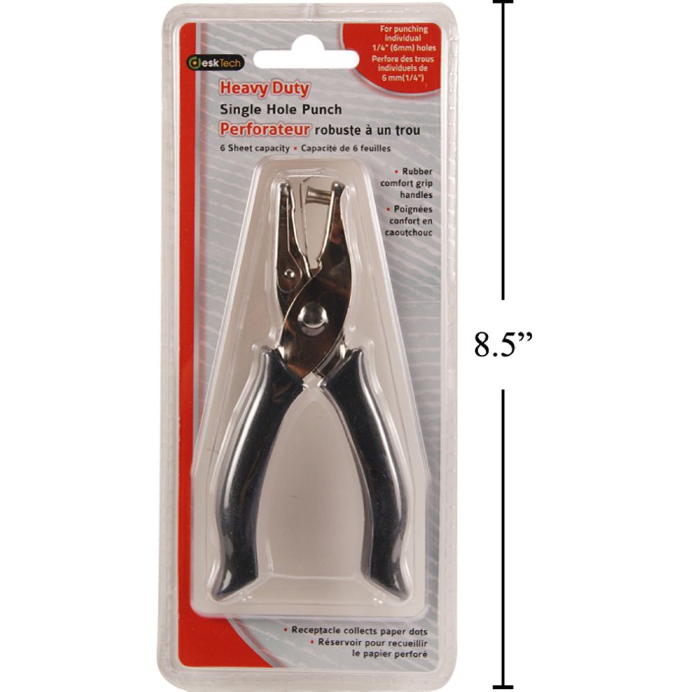 Ponchadora de agujeros Desk Tech, HD de un solo orificio Punch