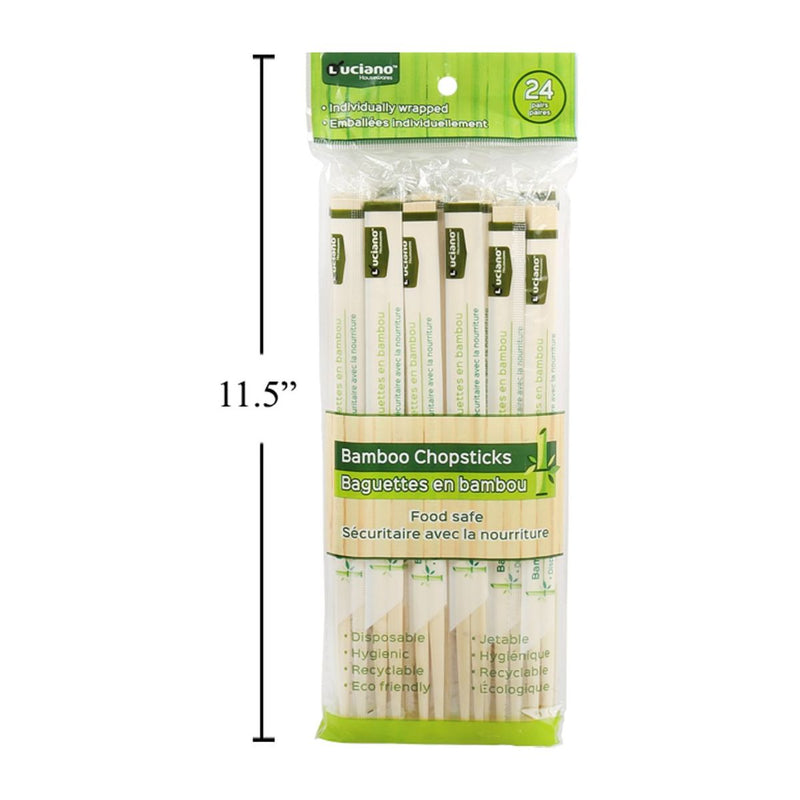 Palillos chinos de bambú desechables Luciano de 24 pares. Chopsticks
