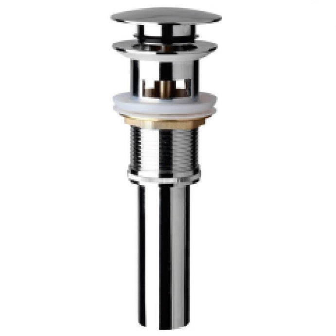 Desagüe De Lavamanos push con rebalse con tubo 8" largo inoxidable. NESSATI