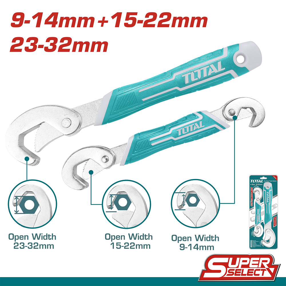 Juego de llave inglesa pico de loro doble abierta, 9-14mm,15-22mm/llave pico de loro abierta,23-32mm
