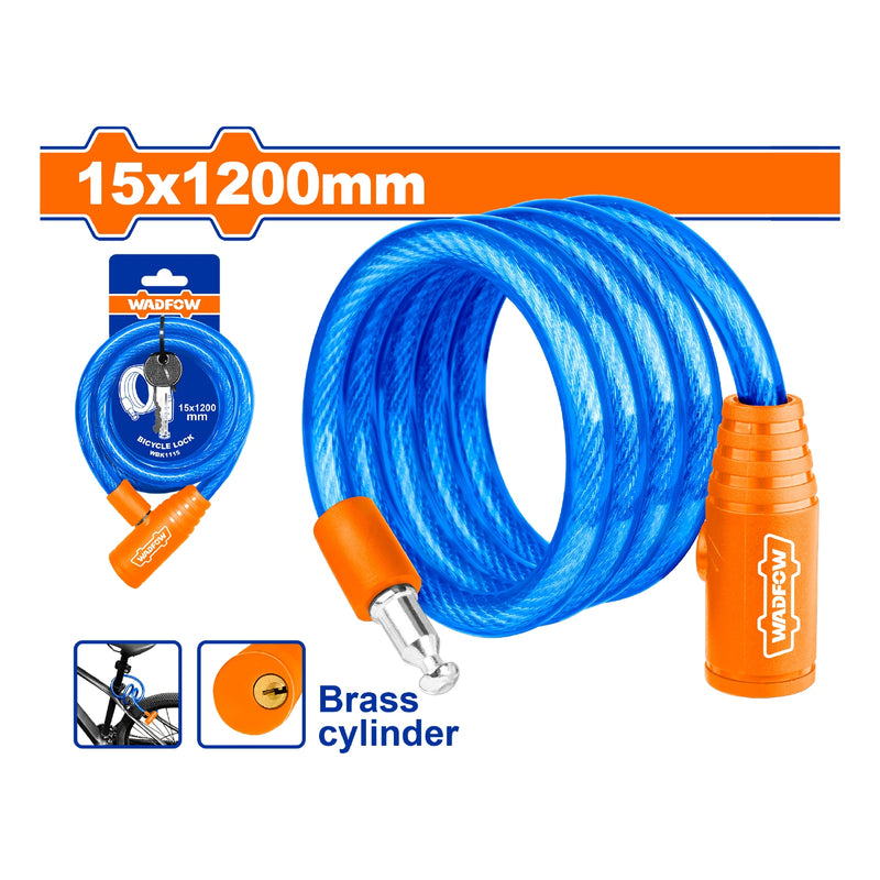 Cadena de seguridad para bicicleta de 15x1200mm. Recubierto en PVC . Incluye 2 llaves.