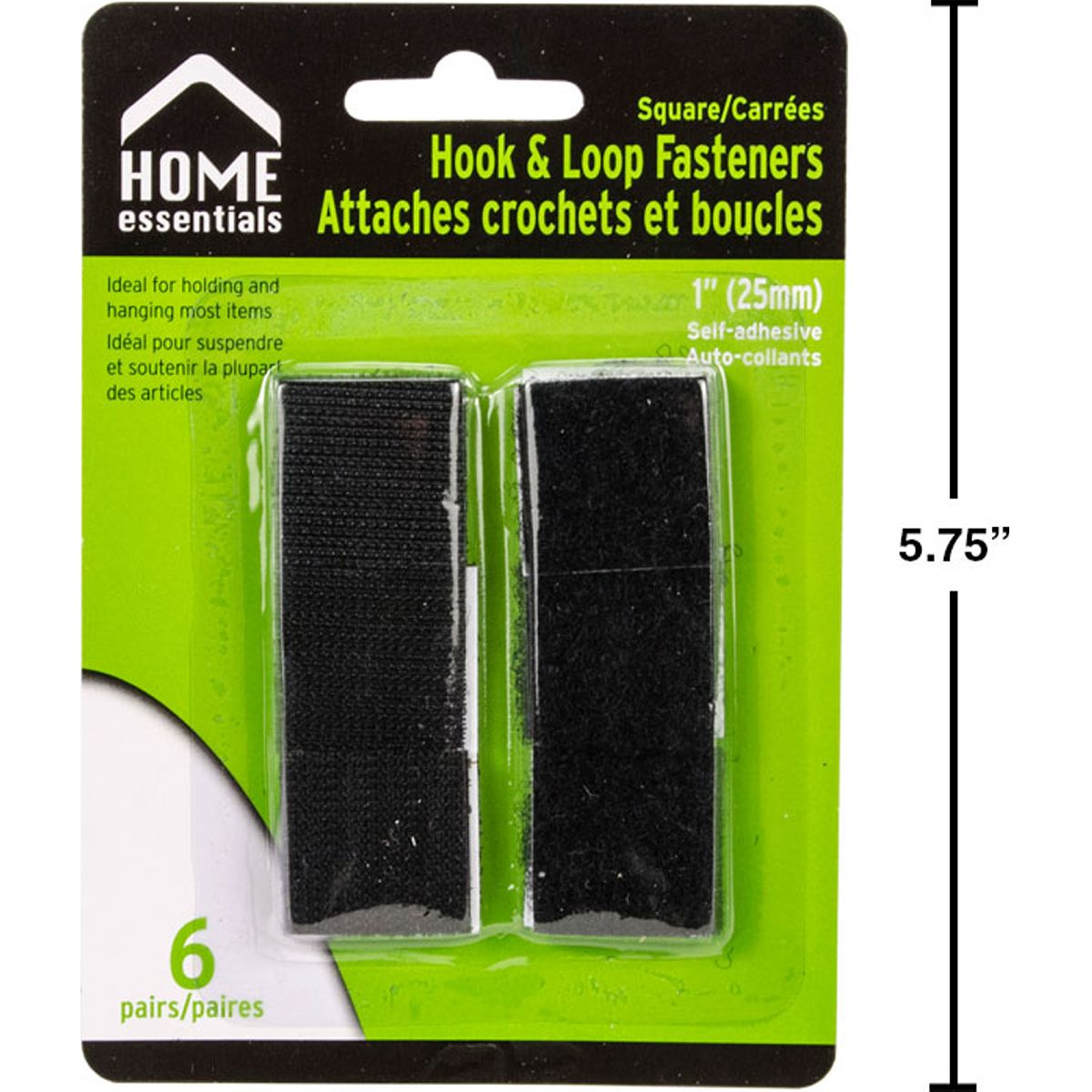 6pzas Sujetadores de cierre magico velcro, 1" cuadrados negro