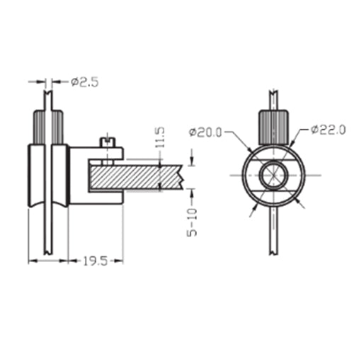 Soporte cable-repisas sencillo.